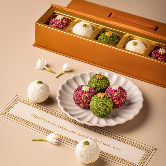 Pattachitra - Assorted Laddoo Box of 5-Luxury Mithai Gift Boxes and Traditional Indian Sweets by The Laddoowala