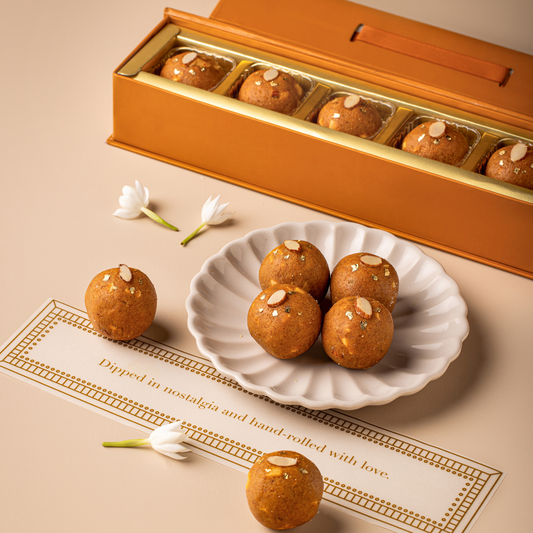Besan Laddoo - Chitrakala Box of 5- Luxury Indian Mithai Gift Boxes by The Laddoowala for Festive Gifting