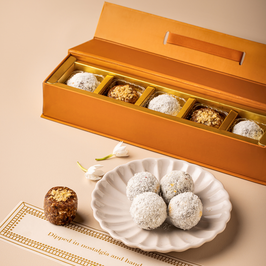 Kalamkari - Vegan Laddoo Box of 5 -  Luxury Indian Mithai Gift Boxes by The Laddoowala