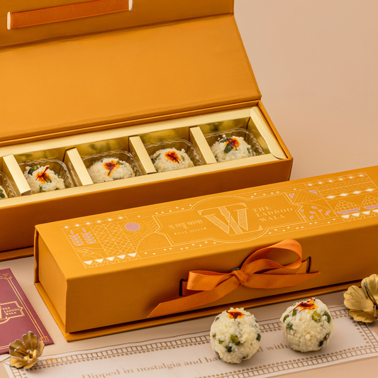Khoya Nariyal Laddoo - Chitrakala Box of 5- Luxury Traditional Indian Mithai Gift Boxes by The Laddoowala