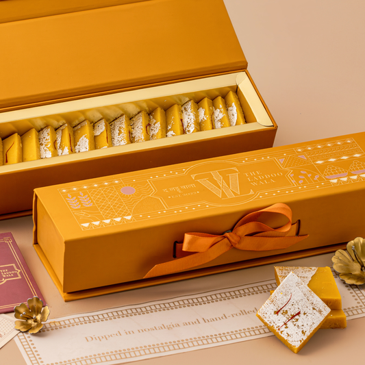 Kesar Kaju Katli - Chitrakala Box- Luxury Indian Mithai Gift Boxes by The Laddoowala for Festive Gifting